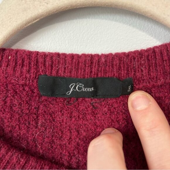 J.Crew Burgundy Red Cropped Crewneck Knit Wool Blend Sweater Women’s Size Small - Picture 2 of 4